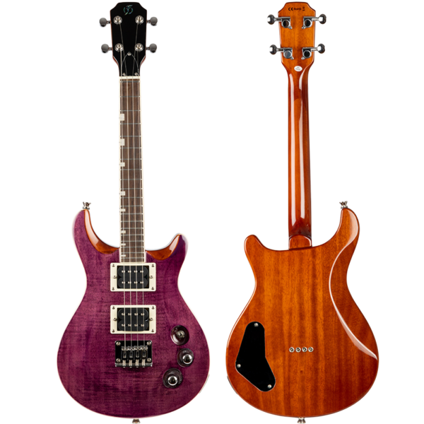 FLIGHT ROCK UKULELE VANGUARD TENOR TPP PRS型實心電烏克麗麗 虎紋楓木紫色漸層