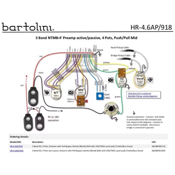 Bartolini 電貝斯前級系統 HR4.6AP/918
